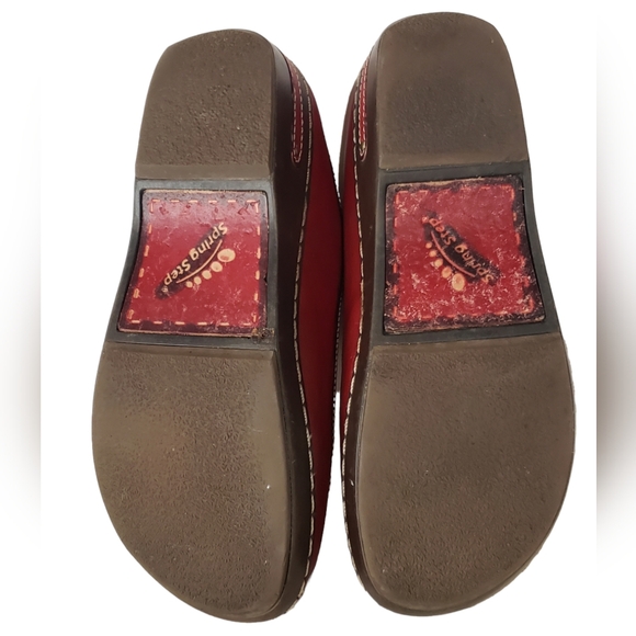 Spring Step L'Artiste Burbank Red Slip-On Leather Clogs Size 39 US 8.5 - Picture 4 of 8